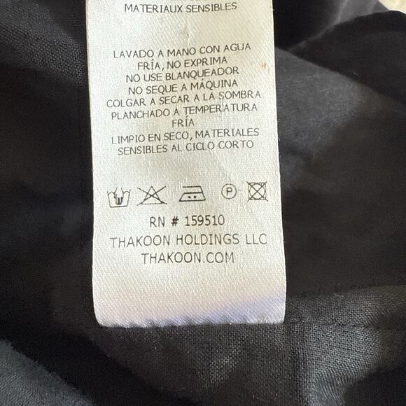 THAKOON Black Eyelet Lace Ruffle Hem Button Down Silk Cotton Mini Shirt Dress 0 - Picture 15 of 15